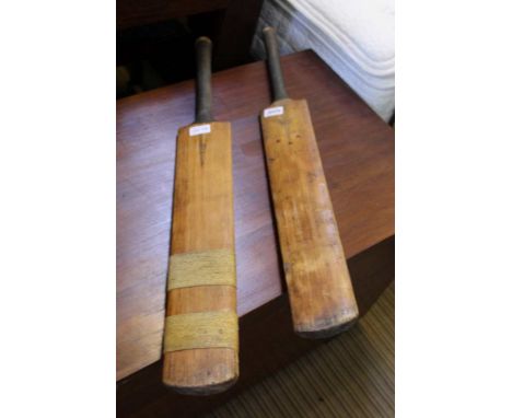 TWO VINTAGE WOODEN CRICKET BATS 
