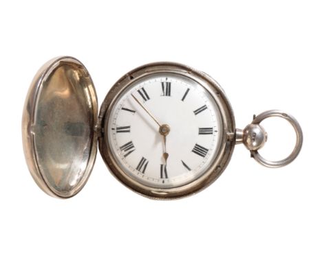 JOHN HURFORD OF CLAY HINDON SILVER FULL HUNTER VERGE GENTLEMAN'S POCKET WATCH with white enamel dial, black Roman numerals, g