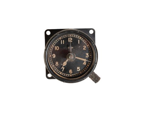 MILITARY AIRCRAFT COCKPIT CLOCK with manual wind eight-day le coultra movement, black dial, luminous baton and Arabic numeral