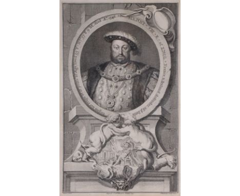 J. HOUBRAKEN (1698-1780). after Holbein. A set of five 18th century portrait engravings: Henry VIII, Catherine of Aragon, Jan