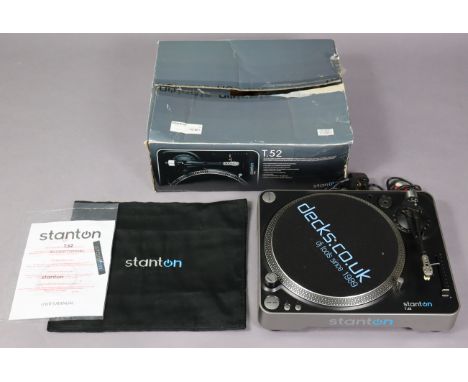 A Stanton T.52 LP record player, boxed, with power cable and phono cables. Working order.
