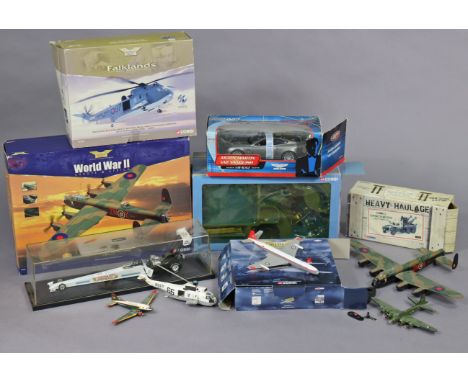 A Corgi Aviation Archive 1.72 scale model of an Auro Lancaster I Plane; a ditto scale model of a Sikorsky SH-3D Sea King heli