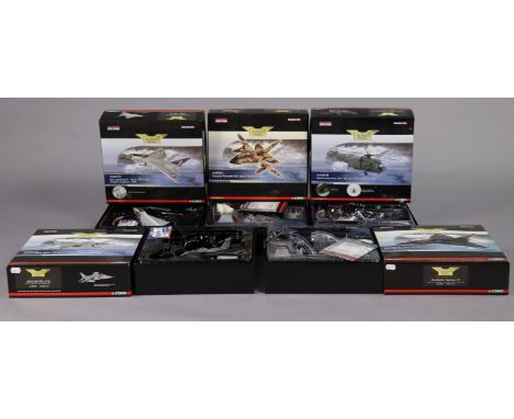 Five Corgi Aviation Archive Limited Edition scale model aircraft “BAC Lightning F6”, “Eurofighter Typhoon F2”, “Pahavia Torna