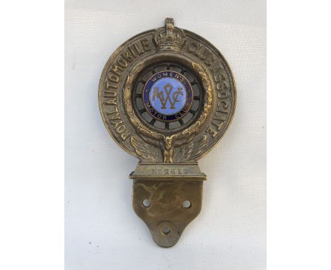 A Royal Automobile Club Associate car badge with Women's Motor Club enamel centre stamped N62612, by Collins, London. 