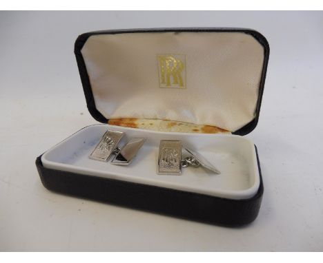 A cased pair of silver gent's cufflinks branded with R-R.