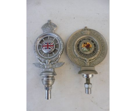 A Royal Automobile Club Associate car badge with South Wales Club enamel centre (damaged) no. N170 plus one other RAC badge. 