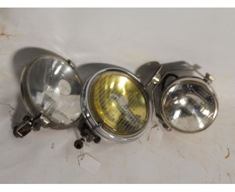 A Wipac post lamp, a Hella fog lamp and a Luvax spotlamp.