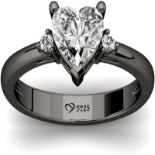 RRP £48.26 Jeulia Heart Black Engagement Ring: