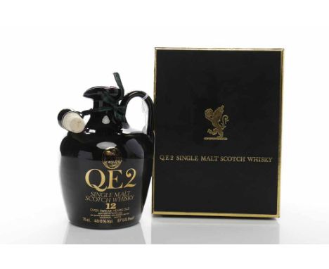QE2 12 YEARS OLD FLAGON Single Malt Scotch Whisky. Bottled in Scotland by Beinne Bhuidhe Holdings Limited, Inverary, Argyll. 