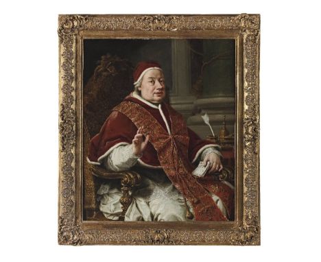 Giuseppe Tori (active Italy, 18th Century), after Anton Raphael MengsPortrait of Pope Clement XIII, three-quarter-length sign