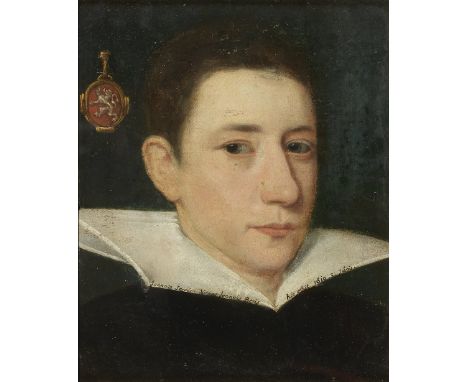 Flemish School, 17th CenturyPortrait of a gentleman, bust-length, in black costume with a white collar bears inscription 'Joa