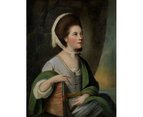 Attributed to Katherine Read (Forfarshire 1723-1778 ?)Portrait of Helena Beatson, half-length, seated in a landscape, holding