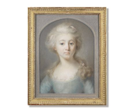 French School, 18th CenturyPortrait of a girl, said to be from the Luglen van Tuyll family, bust-length, in a blue dress past