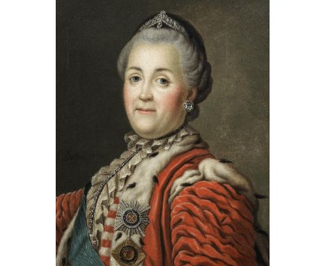 Joseph Friedrich August Darbès (Hamburg 1747-1810 Berlin)Portrait of Catherine the Great, half-length, in ermine trimmed cost
