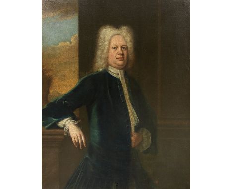 Circle of John Vanderbank (London 1694-1739)Portrait of Thomas Frederick, three-quarter-length, in a blue coat, his right arm