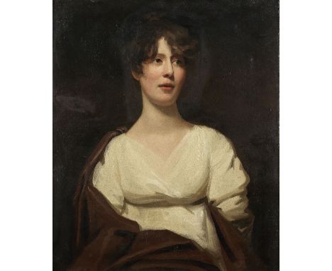 Sir John Watson Gordon (Edinburgh 1788-1864)Portrait of a lady in a white dress, half-length, wearing a red shawl oil on canv