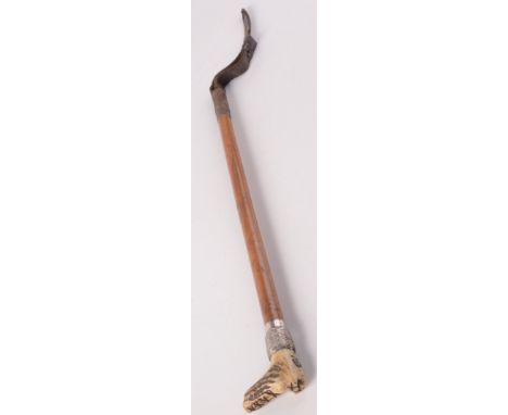 A silver banded hunting crop, inscribed 'O.M.C. 2nd Prize Riding 1891', London 1890, total length 63cm.