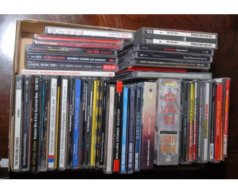 A box of Rolling Stones CDs.