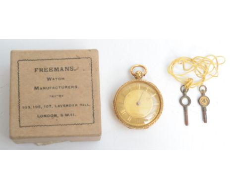 An 18ct gold cased, late Georgian pocket watch by Goffe, Falmouth, with gold open face. The case engine turned and with chase