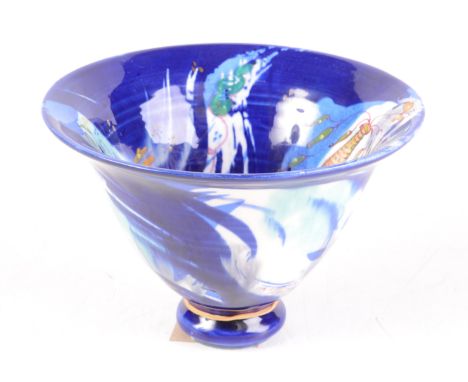 A Roger Michell lustre glaze bowl, the interior decorated with vases of flowers and butterflies , signed to the body Studio o