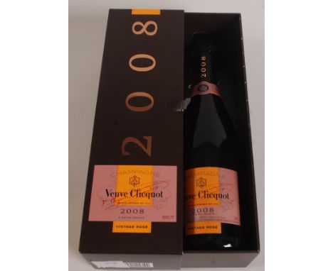A boxed bottle of Veuve Cliquot Ponsardin, Reims, France champagne vintage rose 2008.