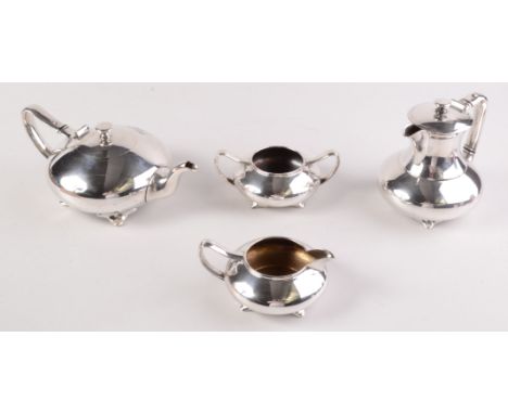 A James Dickson EPBM plain Art Nouveau, four piece tea service.