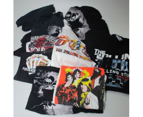 The Rolling Stones, sixteen T Shirts including Sticky Fingers, Voodoo Lounge and Exile on Main Street.