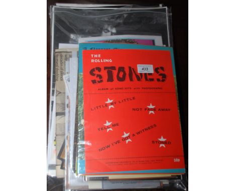 Rolling Stones sheet music, other pop photos and ephemera etc