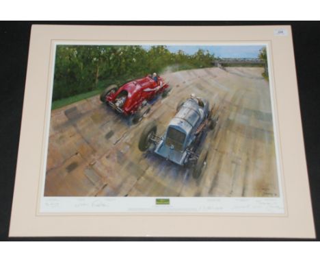 A Terence Cuneo 'Spirit Of Brooklands' limited edition coloured print No 165/850 signed in pencil by the artist together with