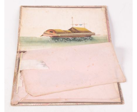 Two Chinese paintings on rice paper, the first a man in traditional Chinese costume, 29 x 19cm, the other a man on a boat, 19