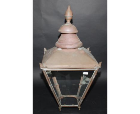 A copper street light canopy with a large finial, height 95cm.