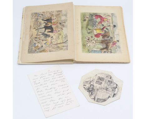 Seventeen unframed coloured etchings, including hunting scenes, 10.3cm x 16cm.   