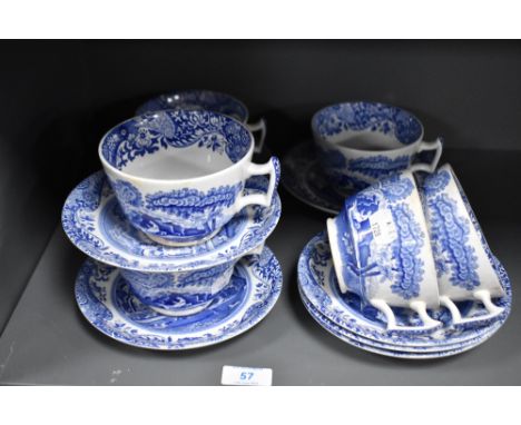 A collection of Spode blue and white C1816N teacups and saucers