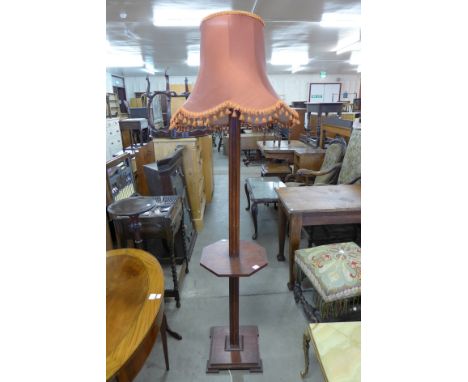 An oak standard lamp