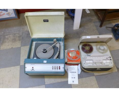 A Grundig reel to reel player and a Dansette Monarch record player