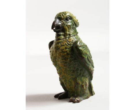 A COLD PAINTED COCKATOO THIMBLE HOLDER.