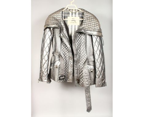 A BURBERRY VINTAGE SILVER JACKET.