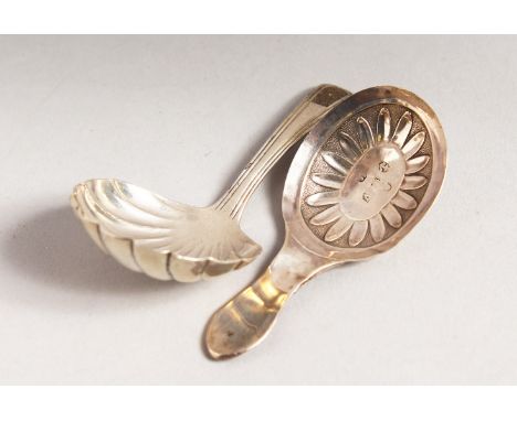 TWO GEORGIAN CADDY SPOONS. London 1811 and Birmingham 1793.