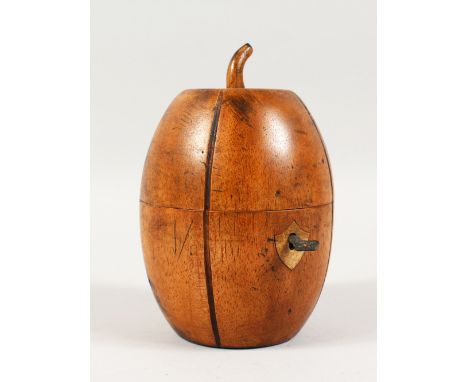 A MELON SHAPED TEA CADDY. 6.5ins high.
