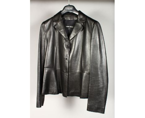 A VERY GOOD GIORGIO ARMANI VINTAGE LEATHER JACKET.