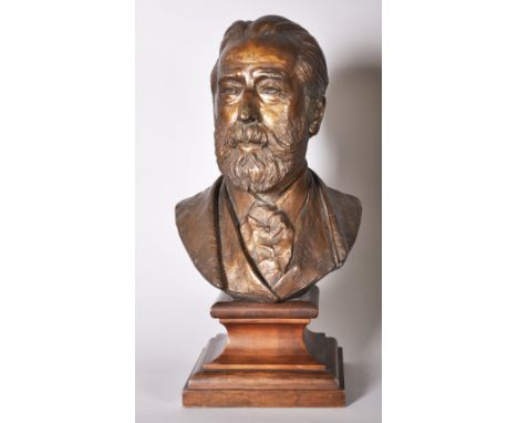 20th Century English School. Bust Portrait of William Longman, First Chairman of The Fine Art Society, Copper Plated Plaster 