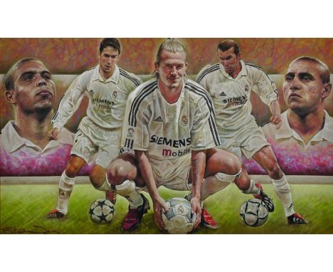 Real Madrid Legends", Pastel, Signed, 12" x 19.75".