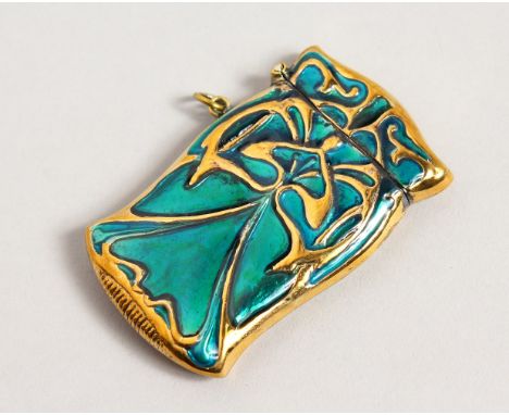AN ART NOUVEAU DESIGN BRASS AND ENAMEL VESTA.