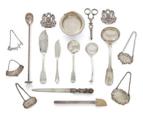 A group of silver and silver plated oddments,&nbsp;Various dates and makers,The group comprising: a silver paperknife with op