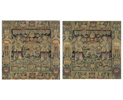 A pair of North German biblical tapestry panels, Possibly Hamburg, second half 17th century, Woven in wools and silks, both w