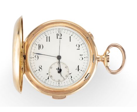 A full hunter minute repeating chronograph pocket watch,Swiss, late 19th century,Movement with jewelled Swiss lever escapemen