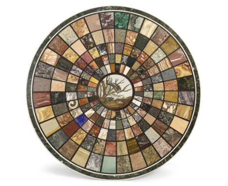 An Italian specimen marble and micromosaic table,Attributed to Giacomo Raffaelli, early 19th century, the base late 19th cent