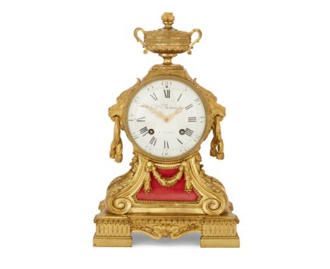 A French ormolu mantel clock, By Charles Bertrand, Paris, last quarter 18th century,  The case surmounted with an urn above t