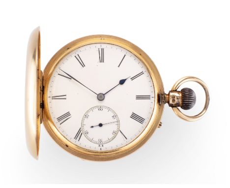Hall &amp; Co, Manchester, an 18ct gold full hunter pocket watch,London hallmark 1884,3/4 plate English lever movement, bi-me
