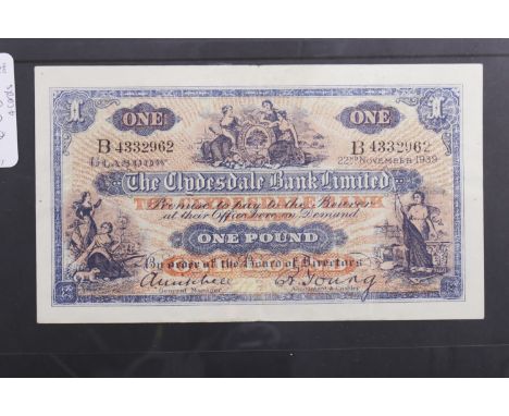 SIX VARIOUS BRITISH BANKNOTESincluding THE BRITISH LINEN BANK £1 ONE POUND NOTE DATED 28TH NOVEMBER 1935, serial no. 158147, 